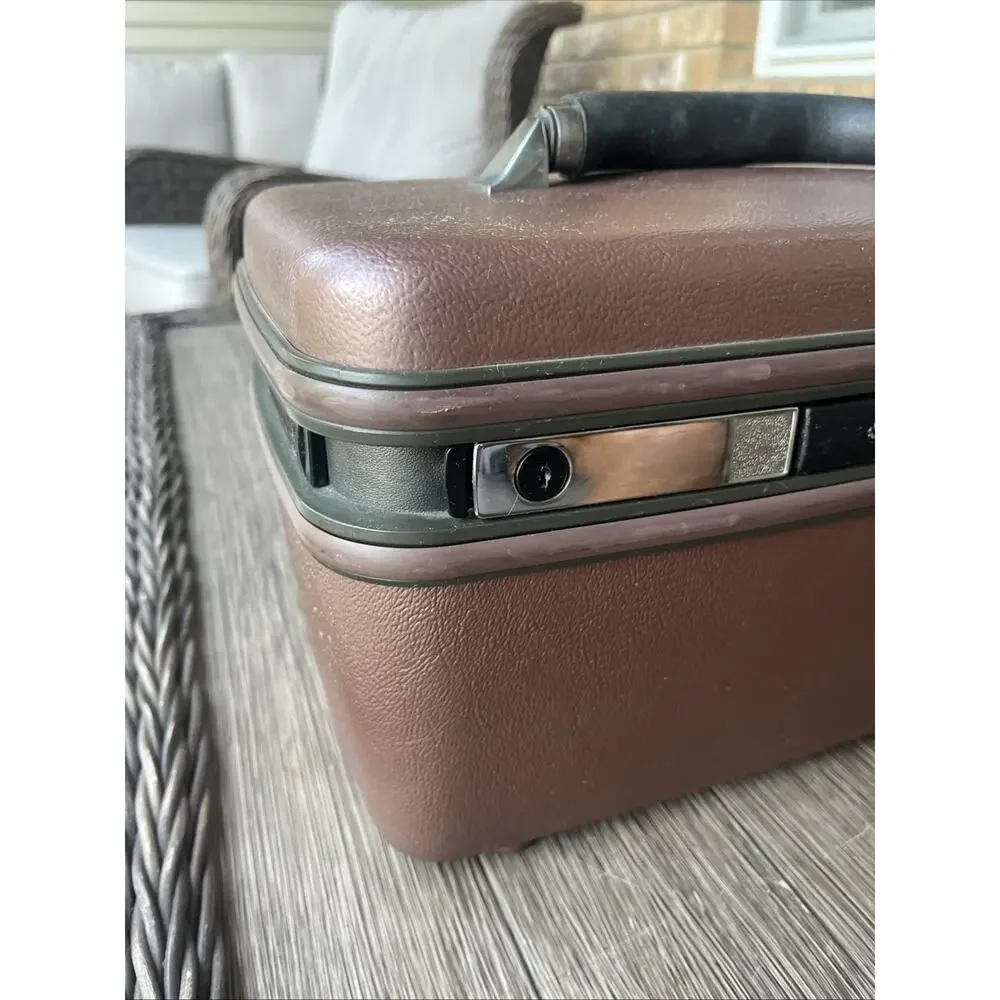 1987 Samsonite Silhouette 4 Rose/ Brown Color Makeup Travel Case Vintage